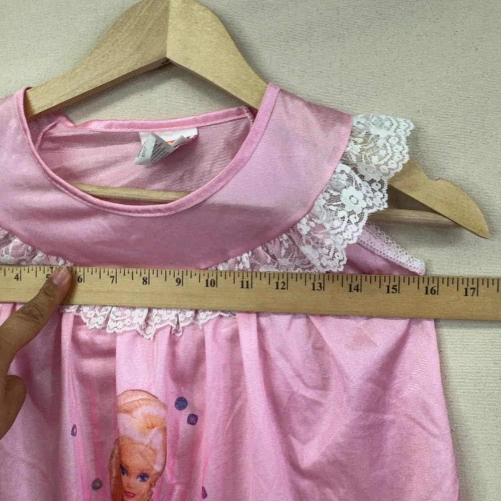 Barbie Vintage 90s Nightgown Girls Size 4/5 Pink Lace Barbiecore Mattel Set of 2